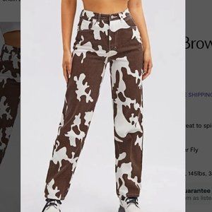 SheIn Brown Cow Print Jeans